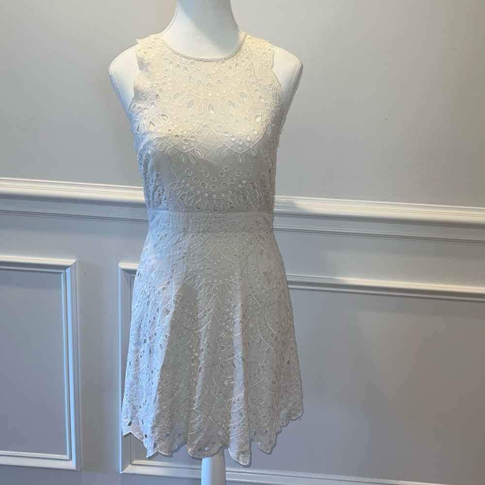 Michael Michael Kors White A Line Eyelet Dress Size 00